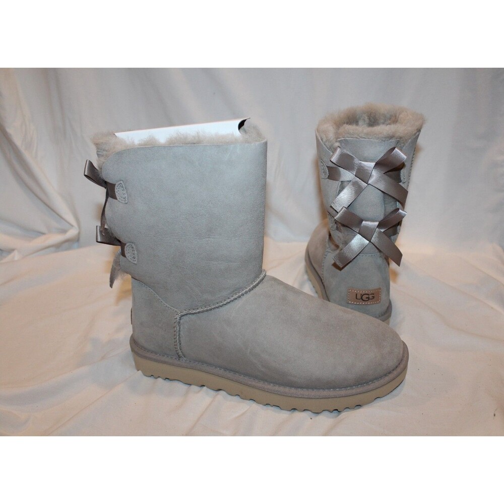 NIB UGG WOMEN'S CLASSIC SHORT BAILEY BOW II SUEDE BOOTS GRAY GOA SZ 11 NIB